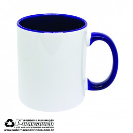 Caneca para Sublima��o de Cer�mica Branca com Al�a e Interior Azul Escuro