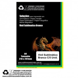 Adesivo Vinil Branco Sublimatico Para Brindes A4 C/ 100 Folhas