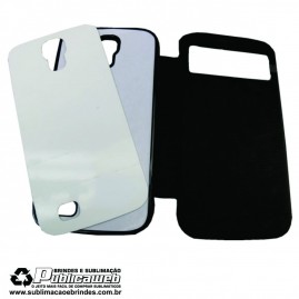 Capa 2D para Celular Preto Flip c/ Visor para Sublima��o Galaxy S4