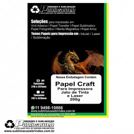 Papel Craft Adesivado 200 Gramas com 100 Folhas