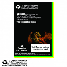 Adesivo Vinil Branco Leitoso Jato de Tinta Leitoso Resistente Agu� A4 C/ 5 Unid. 