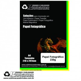 Papel Fotogr�fico Glossy Brilhante Resistente a Agua 230g A4 
