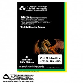 Adesivo Vinil Branco Sublimatico Para Brindes A3 C/ 100 Folhas