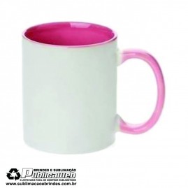 Caneca para Sublima��o de Cer�mica Branca com Al�a e Interior Rosa
