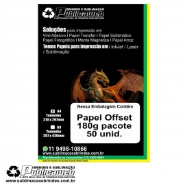 Papel Offset 180g A4 pacote 50 Folhas