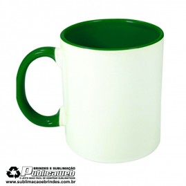 Caneca para Sublima��o de Cer�mica Branca com Al�a e Interior Verde