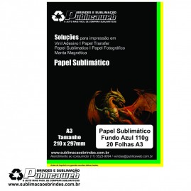 Papel Sublimatico A3 120g Tamanho c/ 100 Unid. Fundo Azul 