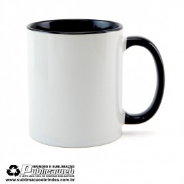 Caneca para Sublima��o de Cer�mica Branca com Al�a e Interior Preto.